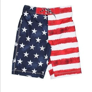 American flag red white blue swim trunks with tag